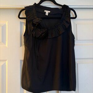 J.Crew Vintage 100% Silk Sleeveless Ruffle Neck Blouse, Sz 10 NWOT